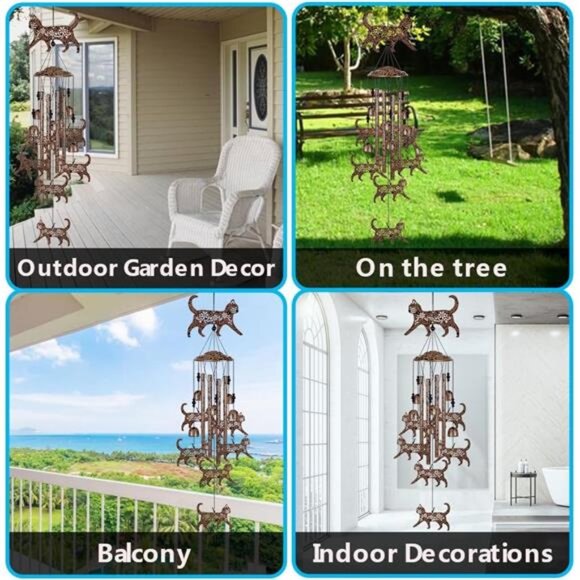 Cats Wind Chimes for Garden,Home,Balcony,Yard,Outdoor Decor, Cat Wind Bell, - Picture 8 of 9